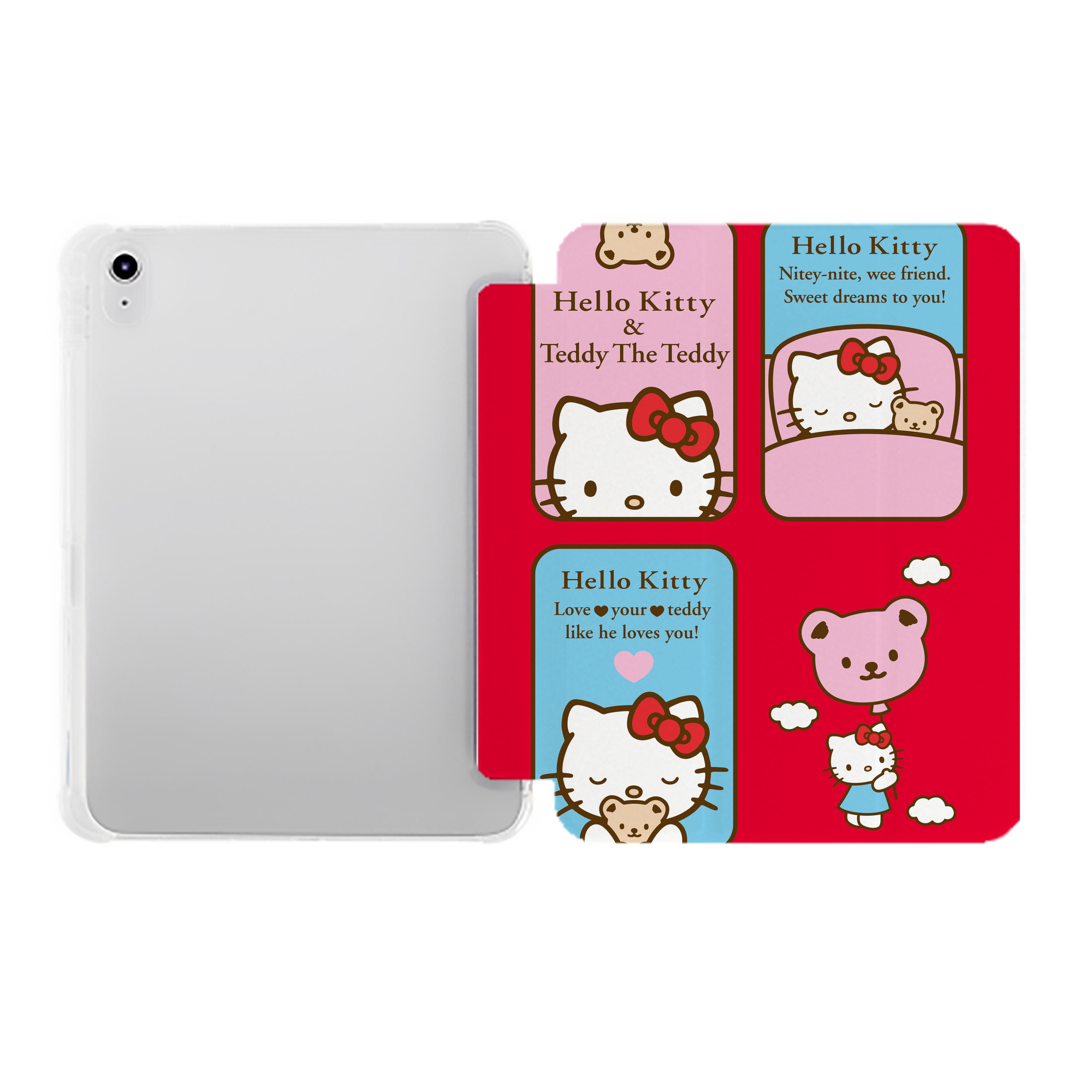 （画像用） Hello Kitty ハローキティ IPad ケース ペン収納付き 三つ折りスタンド PUレザー×シリコン 対応機種9.5/10.5/10.9インチ